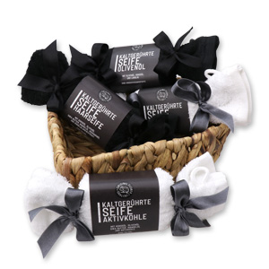 Flannel with soap 100g, Black Edition