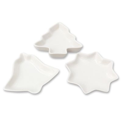 Seifenschale Porzellan Stern-, Tannenbaum- und Glockenform sortiert 