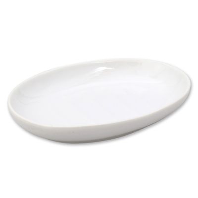 Seifenschale Porzellan oval mit Rillen 