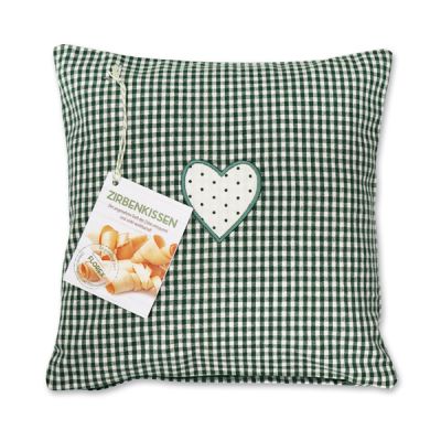 Swiss pine pillow 30x30cm with a heart motive filled with swiss pine shavings 