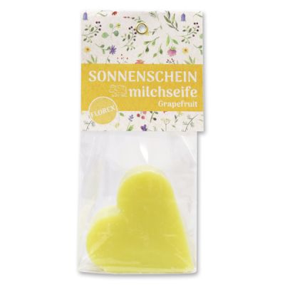 Schafmilchseife Herz 85g in Cello "Sonnenschein", Grapefruit 