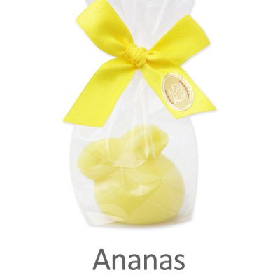Schafmilchseife Hase liegend 40g in Cello, Ananas 
