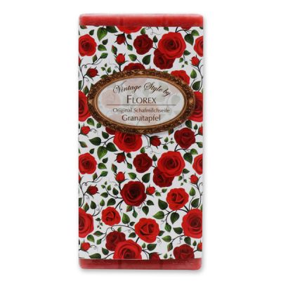 Schafmilchseife Tafel 100g "Vintage-Motiv 137", Granatapfel 