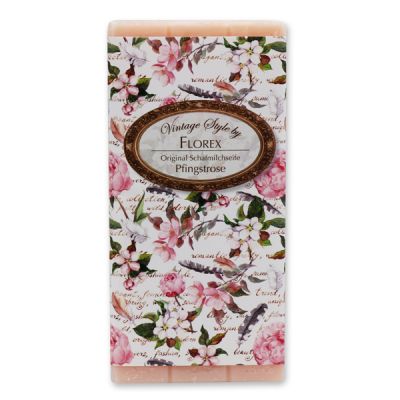 Schafmilchseife Tafel 100g "Vintage-Motiv 142", Pfingstrose 