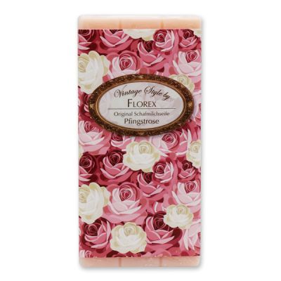Schafmilchseife Tafel 100g "Vintage-Motiv 151", Pfingstrose 