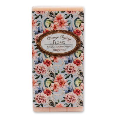Schafmilchseife Tafel 100g "Vintage-Motiv 170", Pfingstrose 
