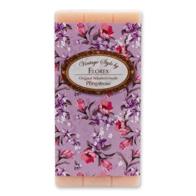 Schafmilchseife Tafel 100g "Vintage-Motiv 55", Pfingstrose 