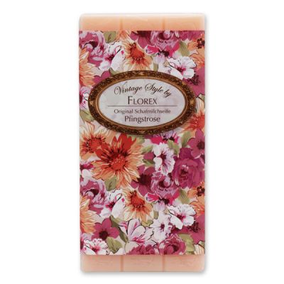 Schafmilchseife Tafel 100g "Vintage-Motiv 73", Pfingstrose 