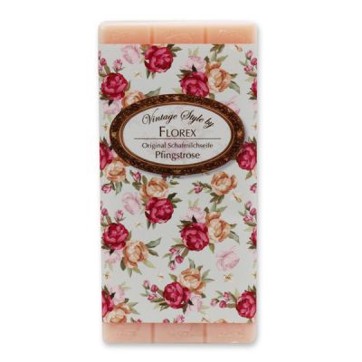 Schafmilchseife Tafel 100g "Vintage-Motiv 78", Pfingstrose 