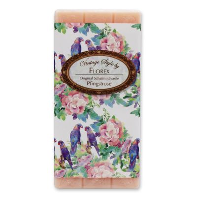 Schafmilchseife Tafel 100g "Vintage-Motiv 82", Pfingstrose 