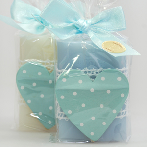 Sheep milk soap 100g, decorated with a heart in a cellophane, Classic/'forget-me-not' 