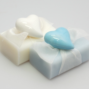 Sheep milk soap 100g, decorated with a heart, Classic/'forget-me-not' 