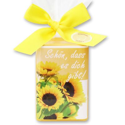 Schafmilchseife eckig 100g in Cello "Schön, dass es dich gibt", Sonnenblume 
