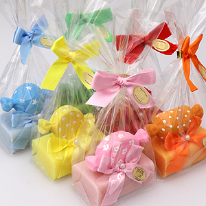 Sheep milk soap 100g, decorated with candy decorations in a cellophane, sorted 
