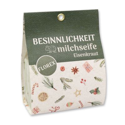 Schafmilchseife eckig 100g in Tasche "Besinnlichkeit", Eisenkraut 
