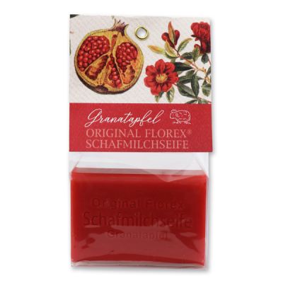 Schafmilchseife eckig 100g in Cello, Granatapfel 