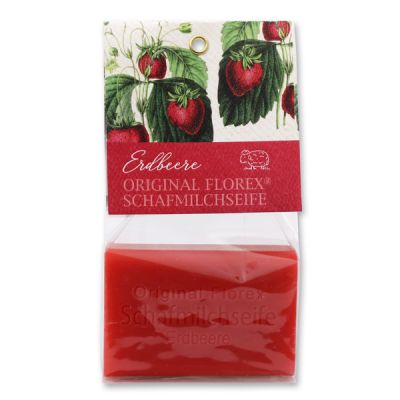 Schafmilchseife eckig 100g in Cello, Erdbeere 