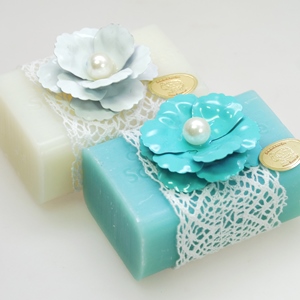 Sheep milk soap 100g, decorated with a flower, Classic/salt soap 
