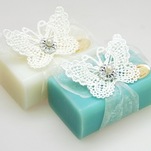 Sheep milk soap 100g, decorated with a butterfly, Classic/salt soap 