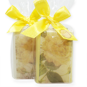 Sheep milk soap 100g, decorated with a flower ribbon in a cellophane, Classic/chamomile 