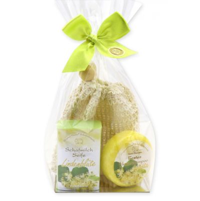 Soap set 3 pieces in a cellophane bag, Lime blossom 