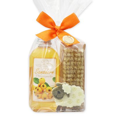 Set with felt sheep, Sea buckthorn 