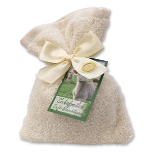 Waschlappen gefüllt mit Schafmilchseife Seifennadeln 200g, Classic 