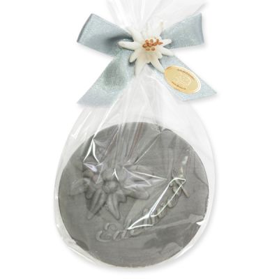 Schafmilchseife rund mit Edelweiß 100g in Cello, Edelweiß silber 