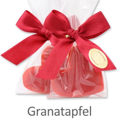 Sheep milk soap heart midi 23g in a cellophane, Pomegranate 