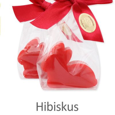 Schafmilchseife Hase mini flach 20g in Cello, Hibiskus 