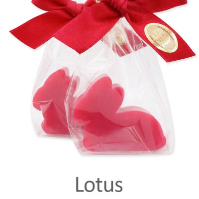 Schafmilchseife Hase mini flach 20g in Cello, Lotus 