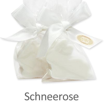 Schafmilchseife Hase mini flach 20g in Cello, Schneerose 
