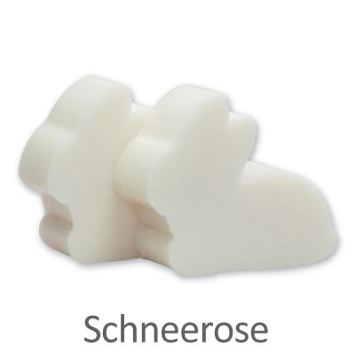 Schafmilchseife Hase mini flach 20g, Schneerose 