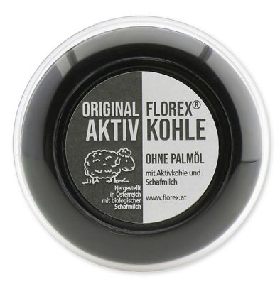 Activated carbon soap round with sheep milk in a box 100g with label 