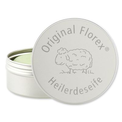 Healing clay soap round with sheep milk in a box with laser engraving 100g 