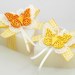 Sheep milk soap heart 85g decorated with a butterfly, Classic 