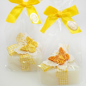 Sheep milk soap heart 85g decorated with a butterfly packed in a cellophane bag, Classic 