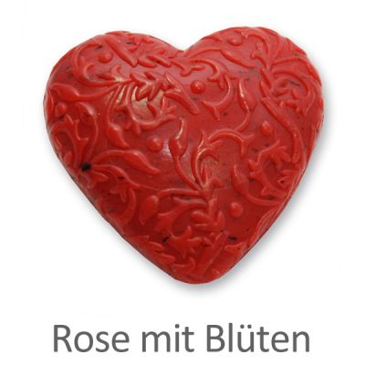 Sheep milk soap heart "Florex" 80g, Rose with petals 