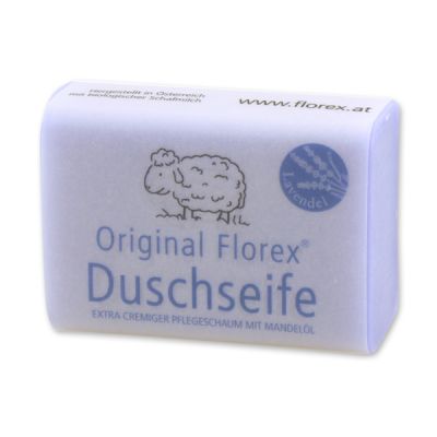 Duschseife mit Schafmilch eckig 100g mit Banderole, Lavendel 