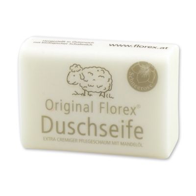 Duschseife mit Schafmilch eckig 100g mit Banderole, Schneerose 