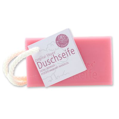 Duschseife mit Schafmilch eckig 120g hängend mit Kordel, Rose Diana 