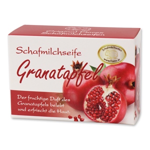 Sheep milk soap square 100g in paper box, Pomegranate 