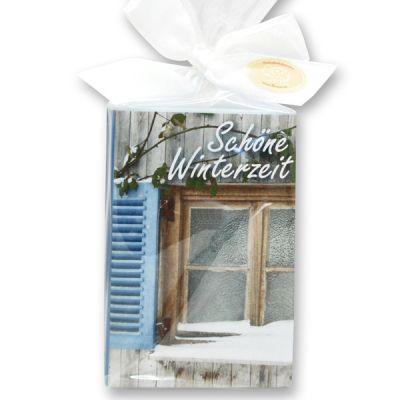 Schafmilchseife eckig 150g in Cello "Schöne Winterzeit", Eisblume 