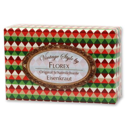 Schafmilchseife eckig 150g "Vintage-Motiv 100", Eisenkraut 