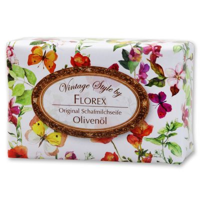 Schafmilchseife eckig 150g "Vintage-Motiv 133", Olivenöl 