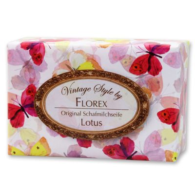 Schafmilchseife eckig 150g "Vintage-Motiv 134", Lotus 