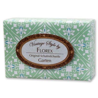 Schafmilchseife eckig 150g "Vintage-Motiv 147", Gartenseife 