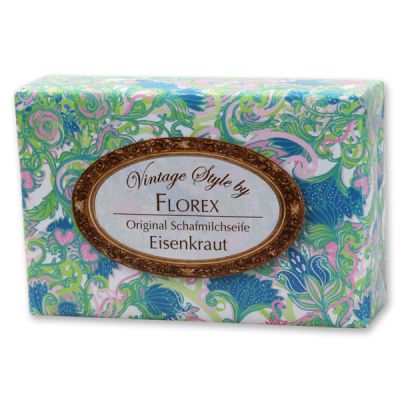 Schafmilchseife eckig 150g "Vintage-Motiv 148", Eisenkraut 