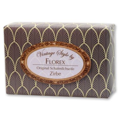 Schafmilchseife eckig 150g "Vintage-Motiv 160", Zirbe 