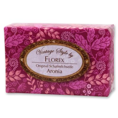 Schafmilchseife eckig 150g "Vintage-Motiv 163", Aronia 